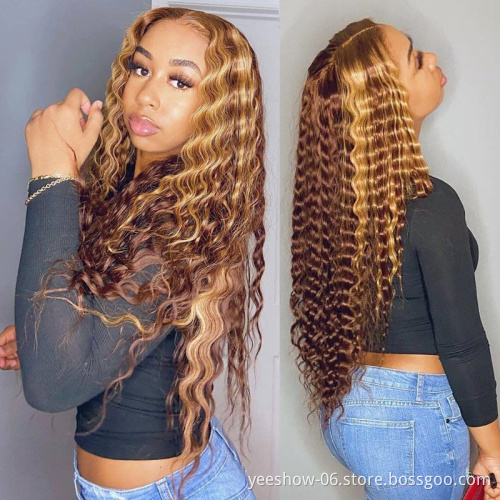 wholesale 32 34 inch Hd Transparent Full Lace Front Wig Raw Brazilian Deep Wave Virgin Human Hair Lace Frontal Wig Vendor